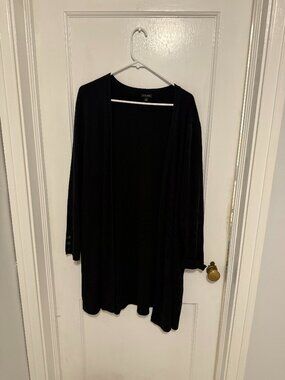 Talbots-Long Black Sweater with Button Detail on Sleeve -XL